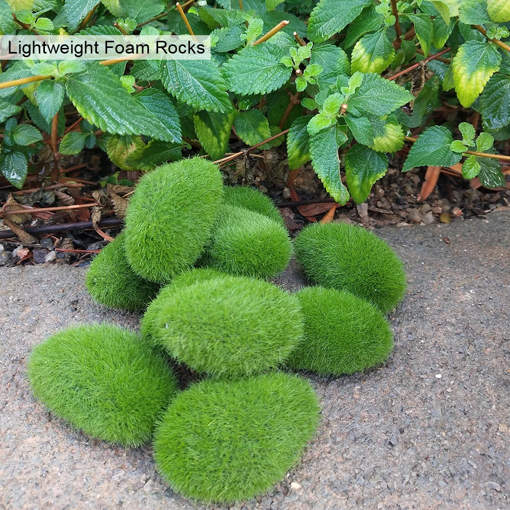 Creative Crafts 30pcs Green For Garden and Crafting Artificial Moss Rocks Simulation Plant DIY Decoration Fake Stone