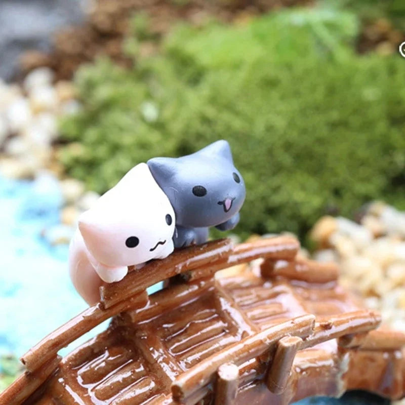 6Pcs/Set Cartoon Lucky Cat Home Garden Bonsai Decorations Miniatures Gift Lovely Micro Landscape Kitten Miniature Craft