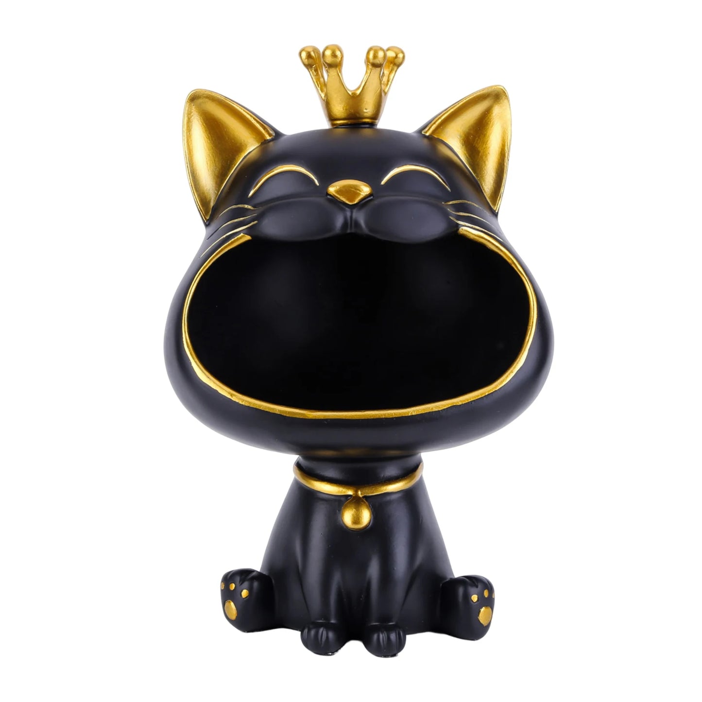 Lucky Cat Statue Decoration Resin Big Mouths Cat Statue Creative Laughing Cat Key Box Cute Desktop Storage Accessories