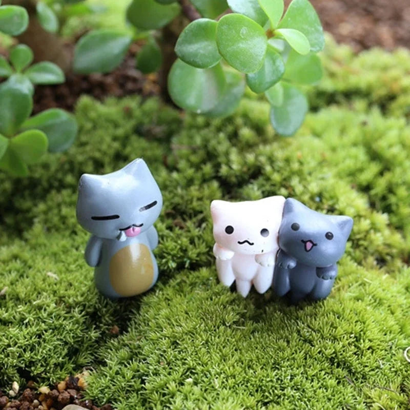 6Pcs/Set Cartoon Lucky Cat Home Garden Bonsai Decorations Miniatures Gift Lovely Micro Landscape Kitten Miniature Craft