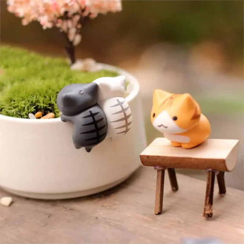 6Pcs/Set Cartoon Lucky Cat Home Garden Bonsai Decorations Miniatures Gift Lovely Micro Landscape Kitten Miniature Craft