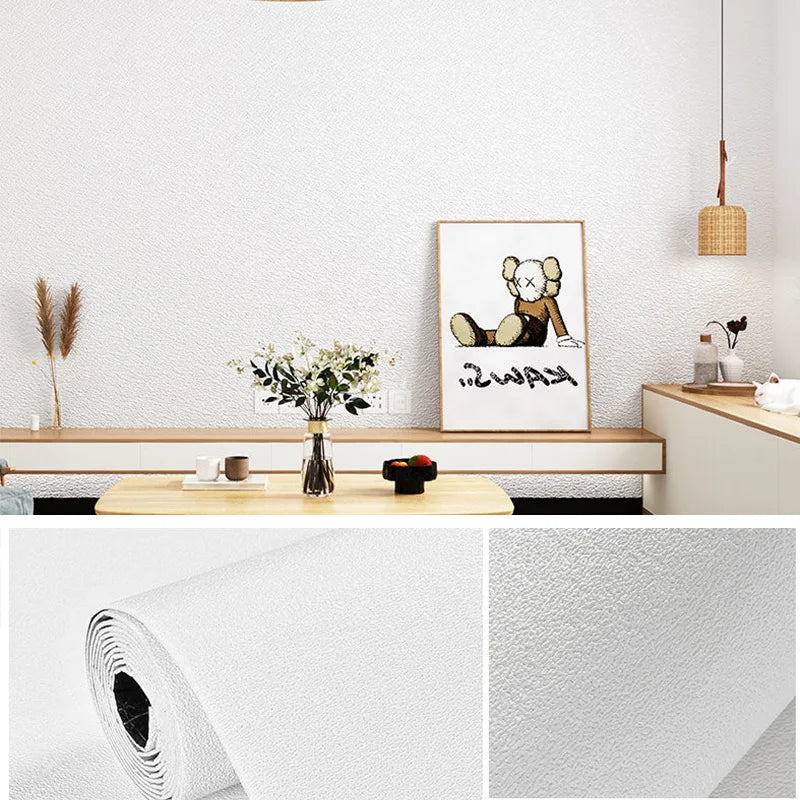 50cmX10m PVC Thickened Waterproof Wall Stickers Linen 3D Foam Adhesive Wall Wallpaper Wall Stickers Background Wall Renovation