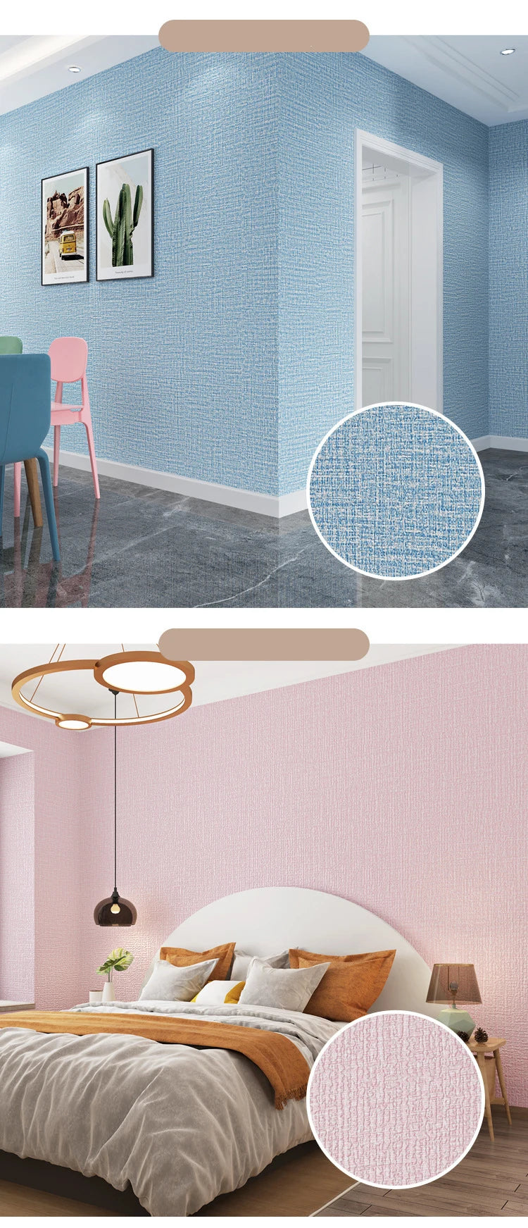 50cmX10m PVC Thickened Waterproof Wall Stickers Linen 3D Foam Adhesive Wall Wallpaper Wall Stickers Background Wall Renovation