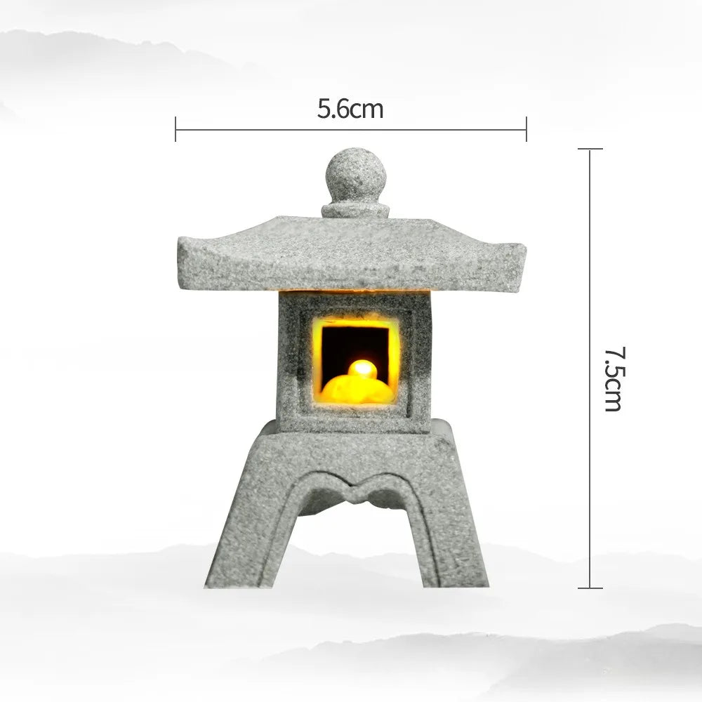 Mini Pagoda Lantern Light Garden Statue Micro Landscape Fish Tank Zen Yard Aquarium Bonsai Zen Garden Home Outdoor Decorations