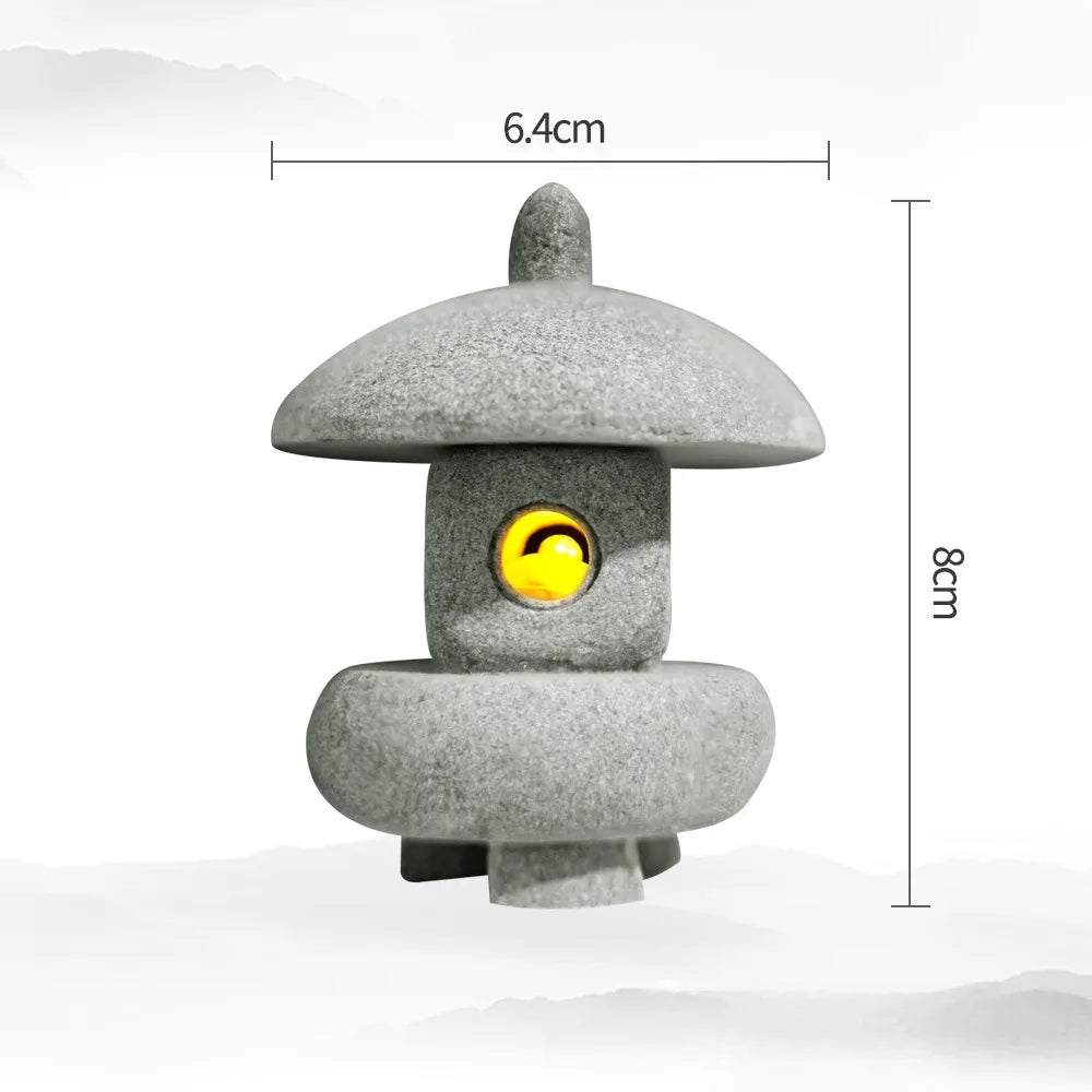 Mini Pagoda Lantern Light Garden Statue Micro Landscape Fish Tank Zen Yard Aquarium Bonsai Zen Garden Home Outdoor Decorations