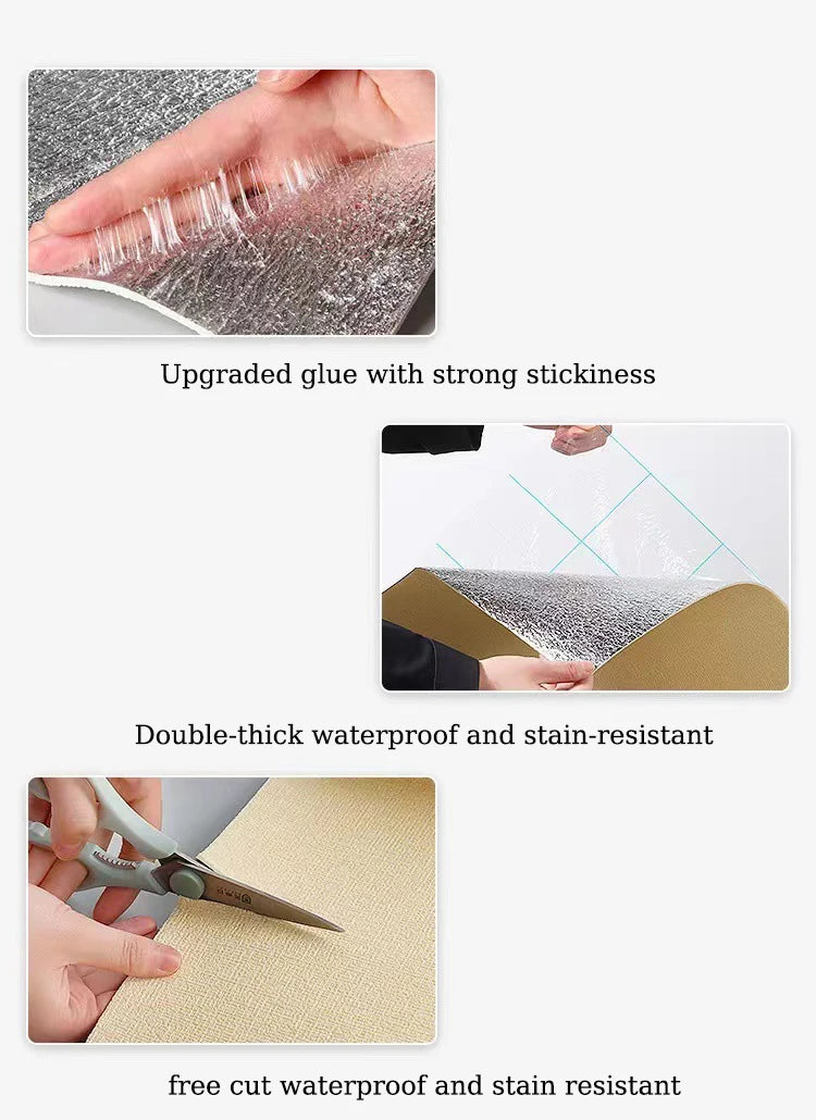 50cmX10m PVC Thickened Waterproof Wall Stickers Linen 3D Foam Adhesive Wall Wallpaper Wall Stickers Background Wall Renovation