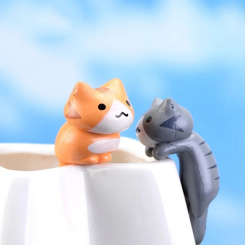 6Pcs/Set Cartoon Lucky Cat Home Garden Bonsai Decorations Miniatures Gift Lovely Micro Landscape Kitten Miniature Craft