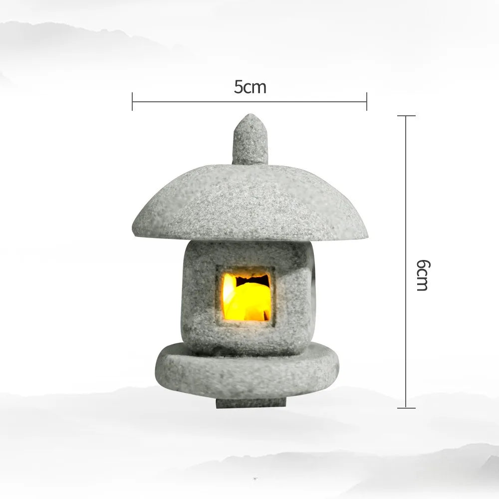Mini Pagoda Lantern Light Garden Statue Micro Landscape Fish Tank Zen Yard Aquarium Bonsai Zen Garden Home Outdoor Decorations