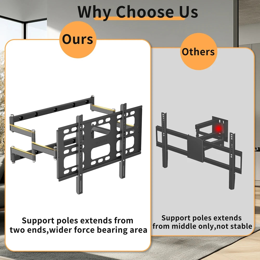 Full Motion Articulating TV Mount Wall Bracket for 40-85 Inches Swivel Left and Right