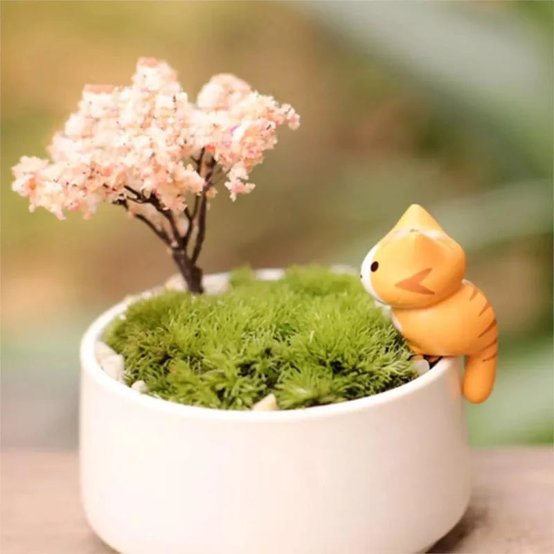 6Pcs/Set Cartoon Lucky Cat Home Garden Bonsai Decorations Miniatures Gift Lovely Micro Landscape Kitten Miniature Craft