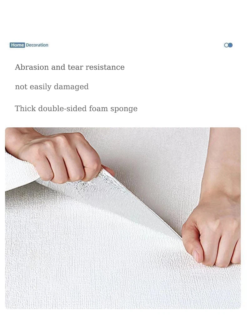 50cmX10m PVC Thickened Waterproof Wall Stickers Linen 3D Foam Adhesive Wall Wallpaper Wall Stickers Background Wall Renovation