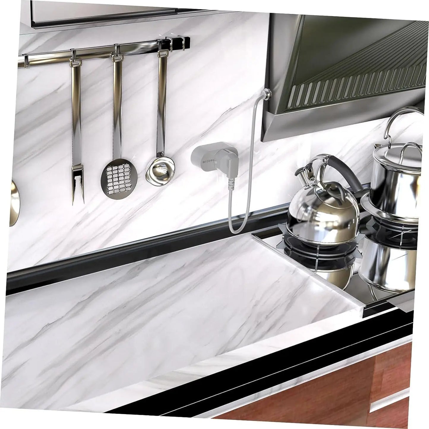 Black and White Marble Oil Resistant Sticker Waterproof Self-adhesive Wallpaper Heat-resistant Home Renovation Glossy Wallpaper