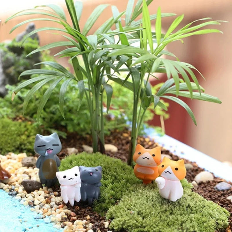 6Pcs/Set Cartoon Lucky Cat Home Garden Bonsai Decorations Miniatures Gift Lovely Micro Landscape Kitten Miniature Craft