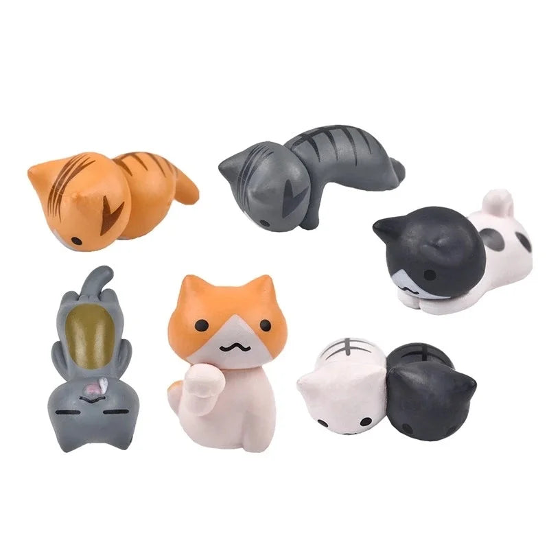 6Pcs/Set Cartoon Lucky Cat  Home Garden Bonsai Decorations Miniatures Gift Lovely Micro Landscape Kitten Miniature Craft