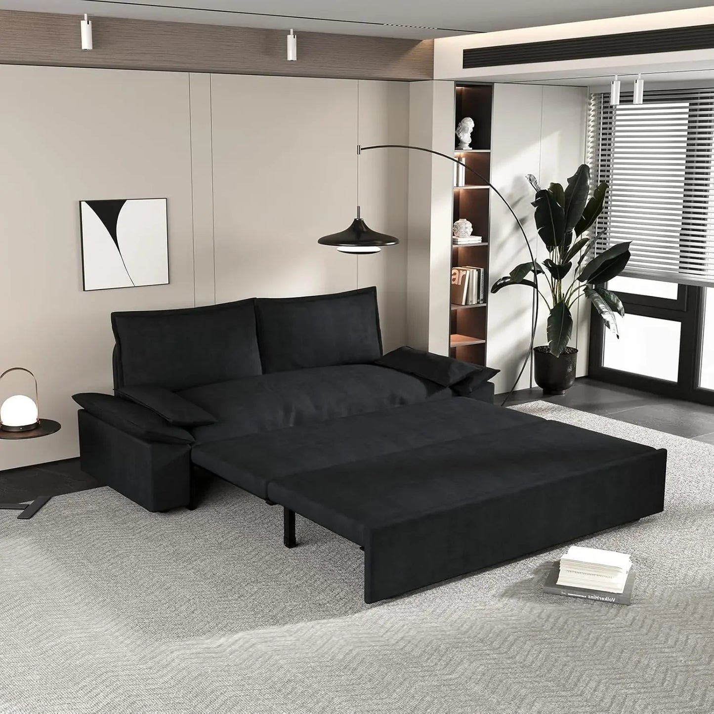 Sofa Bed 70.1" Queen Pull Out , Pull Out Bed,3 in 1 Sleeper Sofa, Velvet Loveseat Couch 2 Soft Pillows Living Room(Grey, 70.1'')