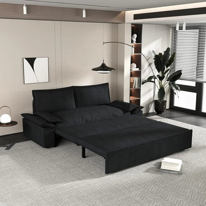 Sofa Bed 70.1" Queen Pull Out , Pull Out Bed,3 in 1 Sleeper Sofa, Velvet Loveseat Couch 2 Soft Pillows Living Room(Grey, 70.1'')