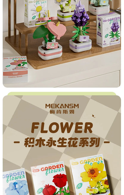 Bouquet Flower Adult Construction Christmas Tree Building Blocks for Children 7 to 10 Years Old Mini Assembled Bricks Girl Gifts