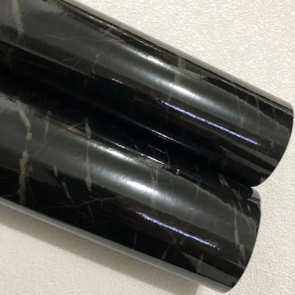 Black and White Marble Oil Resistant Sticker Waterproof Self-adhesive Wallpaper Heat-resistant Home Renovation Glossy Wallpaper