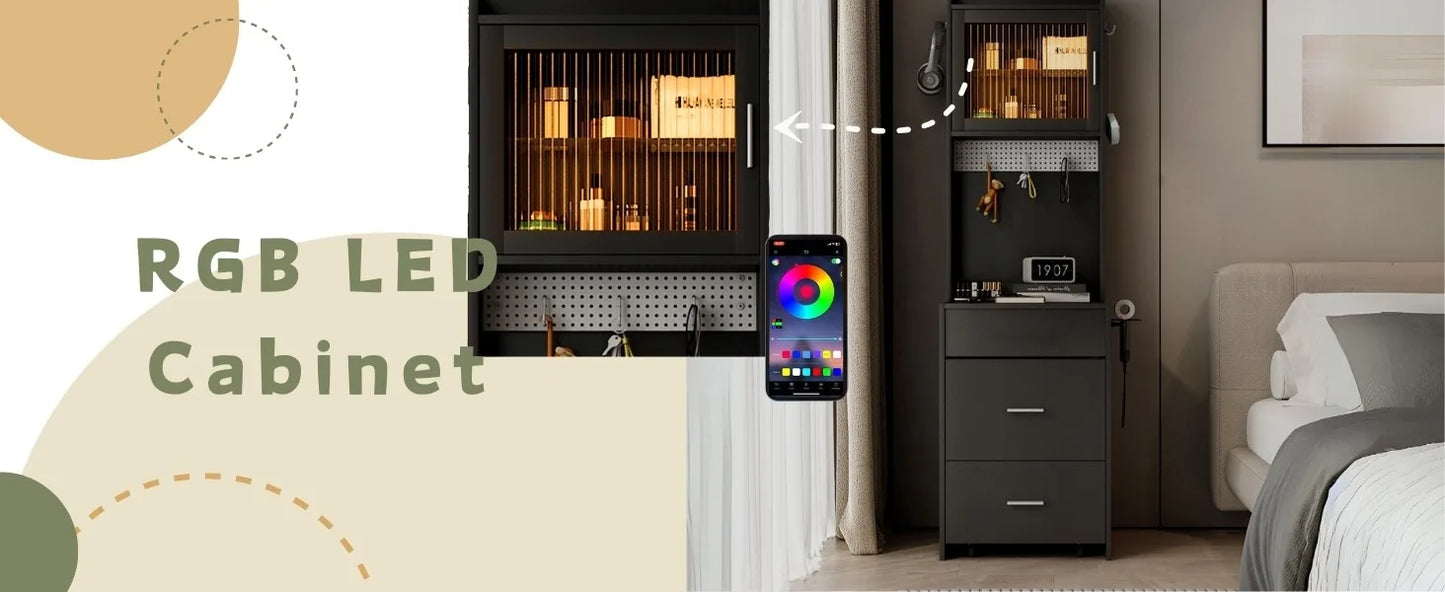 3 in 1 Vanity Desk with Fold-up Panel Lighted Mirror, Small Vanity Table Set with Hidden Storage Stool Charging Station