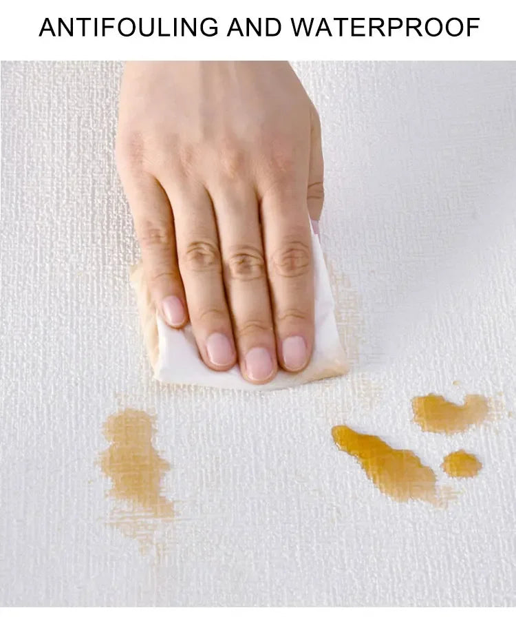 Linen Wallpaper 50cm*10m Self-adhesive 3D Home Renovation Dirt-resistant Waterproof Snd Moisture-proof Foam Wall Stickers