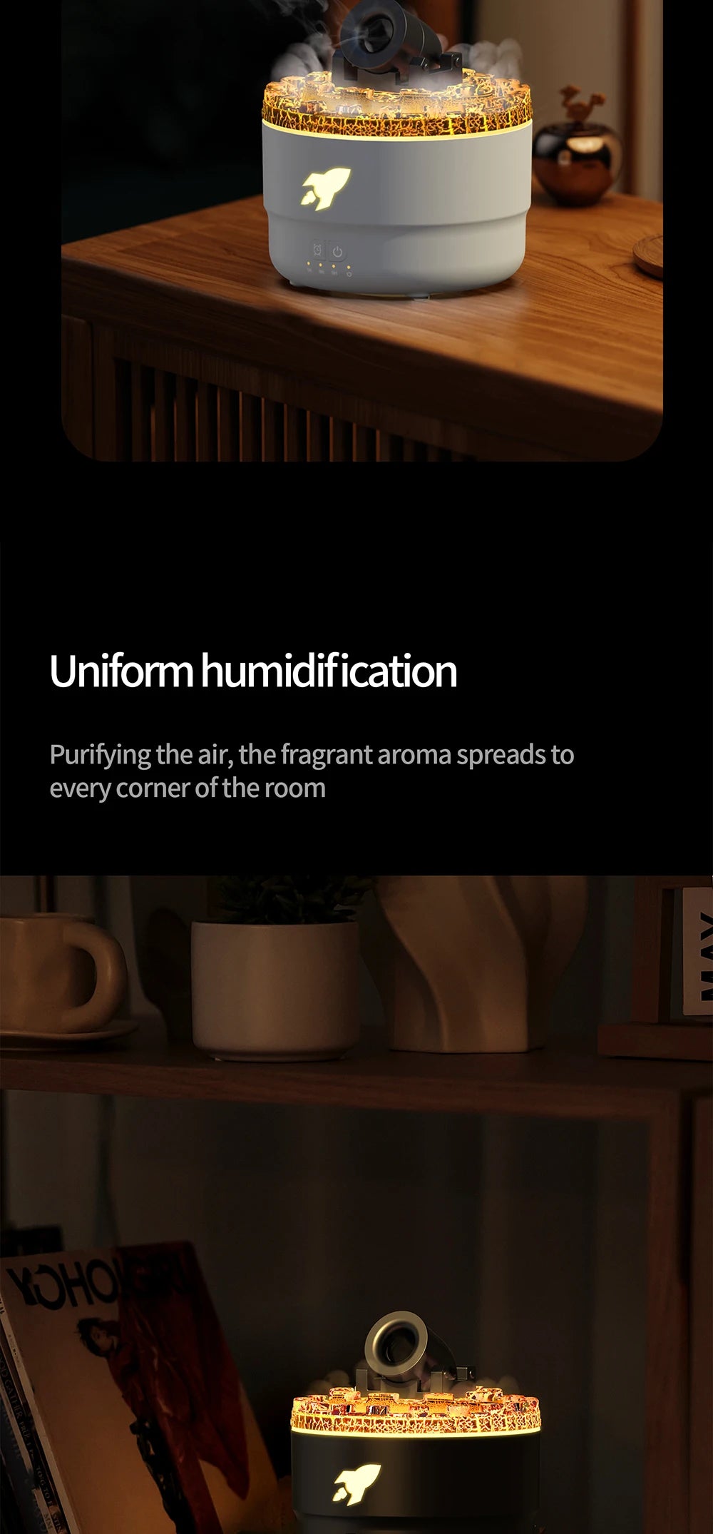 Tехника Xiaomi Cannon Fog Smoke Ring Volcano Aromatherapy Machine Home Office Humidifier Large Capacity Aromatherapy Machine