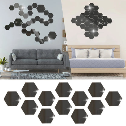 Hexagon Acrylic Mirror Diy Wall Sticker 3d Stereo Home Decor With Adhesive Wall Decor Sticker Wall Decor Plants Gold