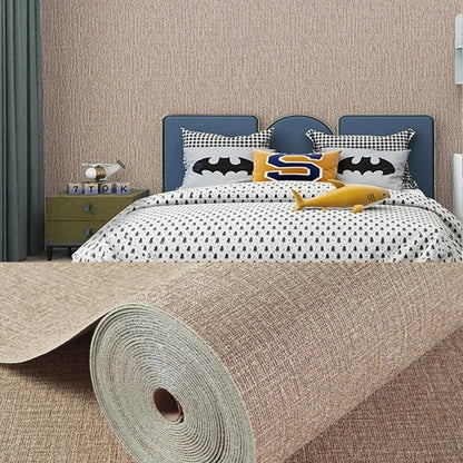 Linen Wallpaper 50cm*10m Self-adhesive 3D Home Renovation Dirt-resistant Waterproof Snd Moisture-proof Foam Wall Stickers