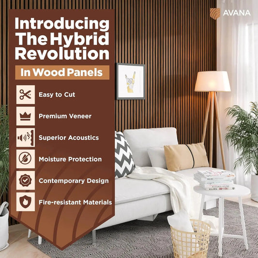 Wood Wall Panels Soundproof Interior Design DIY 4 Panels Natural Walnut  94.4 x 12.6