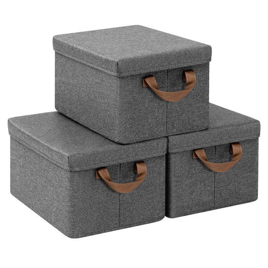 WOLTU 3/5PCS Large Storage Box with Handles Lid 20/27/36/51L Foldable Fabric Box Bag Basket Organiser for Clothes Duvet Toy Box