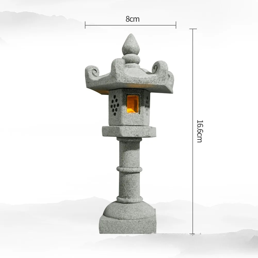 Mini Pagoda Lantern Light Garden Statue Micro Landscape Fish Tank Zen Yard Aquarium Bonsai Zen Garden Home Outdoor Decorations