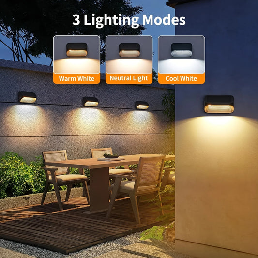 6/12 Pack Fence Lights Solar Powered, Auto On/Off, Solar Deck Lights for Outside Yard Fence Deck Wall Patio Decor