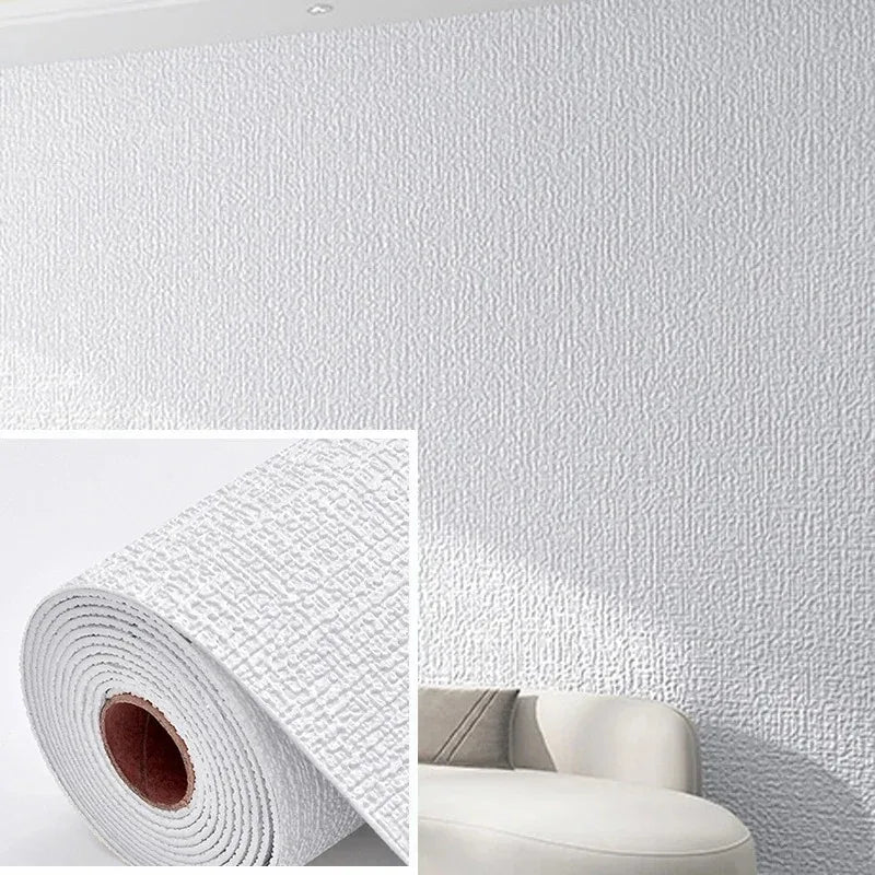 Linen Wallpaper 50cm*10m Self-adhesive 3D Home Renovation Dirt-resistant Waterproof Snd Moisture-proof Foam Wall Stickers