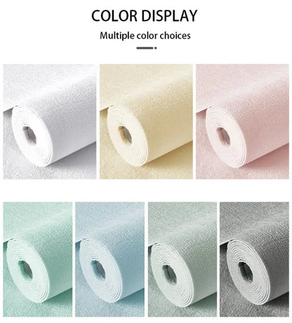 Linen Wallpaper 50cm*10m Self-adhesive 3D Home Renovation Dirt-resistant Waterproof Snd Moisture-proof Foam Wall Stickers