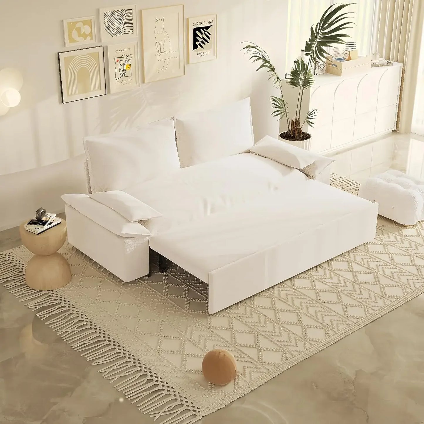 Sofa Bed 70.1" Queen Pull Out , Pull Out Bed,3 in 1 Sleeper Sofa, Velvet Loveseat Couch 2 Soft Pillows Living Room(Grey, 70.1'')