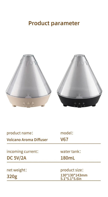 7 Colors Gradient Light Simulated Volcano Aroma Diffuser Jellyfish Smoke Ring Air Humidifier USB Aromatherapy Oil Diffuser