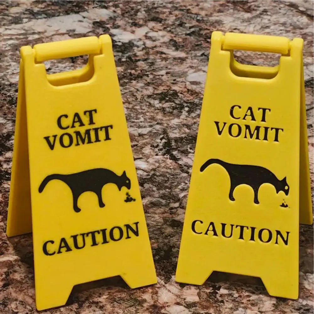Cat Vomit Warning Sign Caution Vomit Wet Floor Sign Cat Garden Yard Warning Sign For Bathroom Living Room Decoration