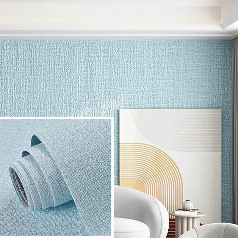 Linen Wallpaper 50cm*10m Self-adhesive 3D Home Renovation Dirt-resistant Waterproof Snd Moisture-proof Foam Wall Stickers
