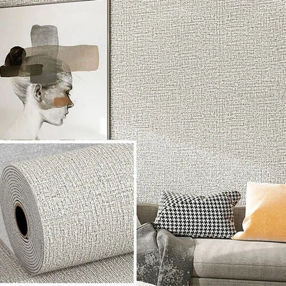 Linen Wallpaper 50cm*10m Self-adhesive 3D Home Renovation Dirt-resistant Waterproof Snd Moisture-proof Foam Wall Stickers