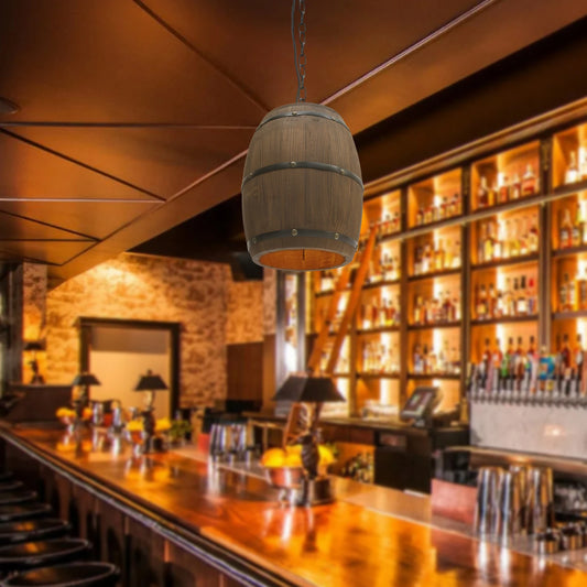 Decorative Chandelier Wooden Vintage Wine Barrel Chandelier Retro Wine With 90CM Adjustable Chain